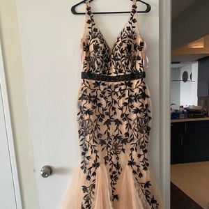 Over The Moon Floral Gown - Nude/Black